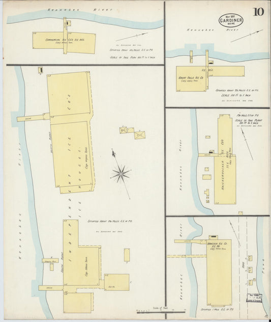 Sanborn Fire Insurance Map from Gardiner, Kennebec County, Maine (1897), Sheet #0010 - Historic Sanborn Fire Insurance Map Print, vintage old map wall art, antique decor, genealogy gift, Maine Maine map