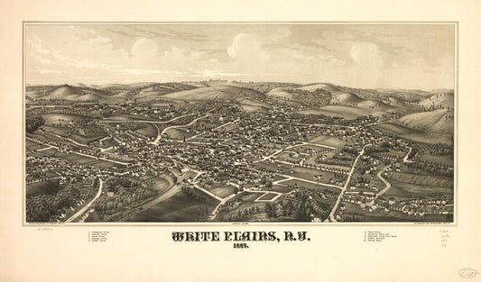 White Plains, N.Y. 1887. (1887) – Historic Bird’s-Eye View Panorama Print
