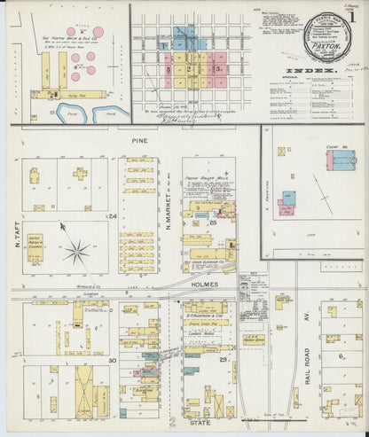 Sanborn Fire Insurance Map from Paxton, Ford County, Illinois (1892), Sheet #0001 - Complete Map Set gallery image, historic Sanborn map, vintage wall art, Illinois Illinois