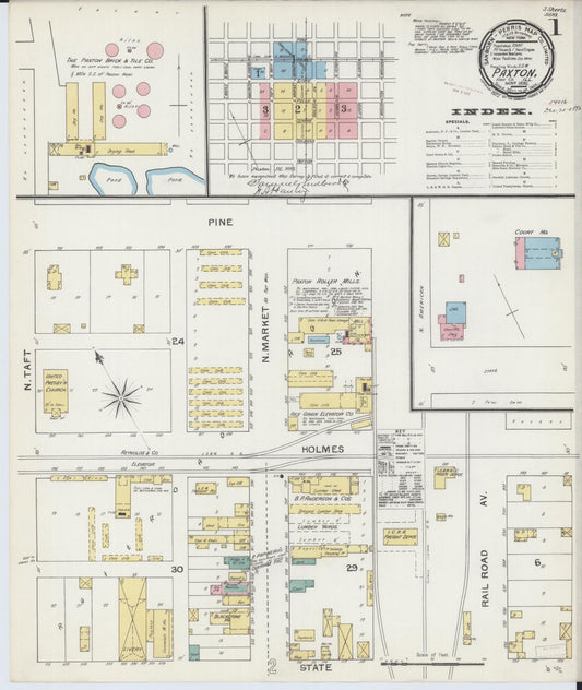 Sanborn Fire Insurance Map from Paxton, Ford County, Illinois (1892), Sheet #0001 - Complete Map Set gallery image, historic Sanborn map, vintage wall art, Illinois Illinois