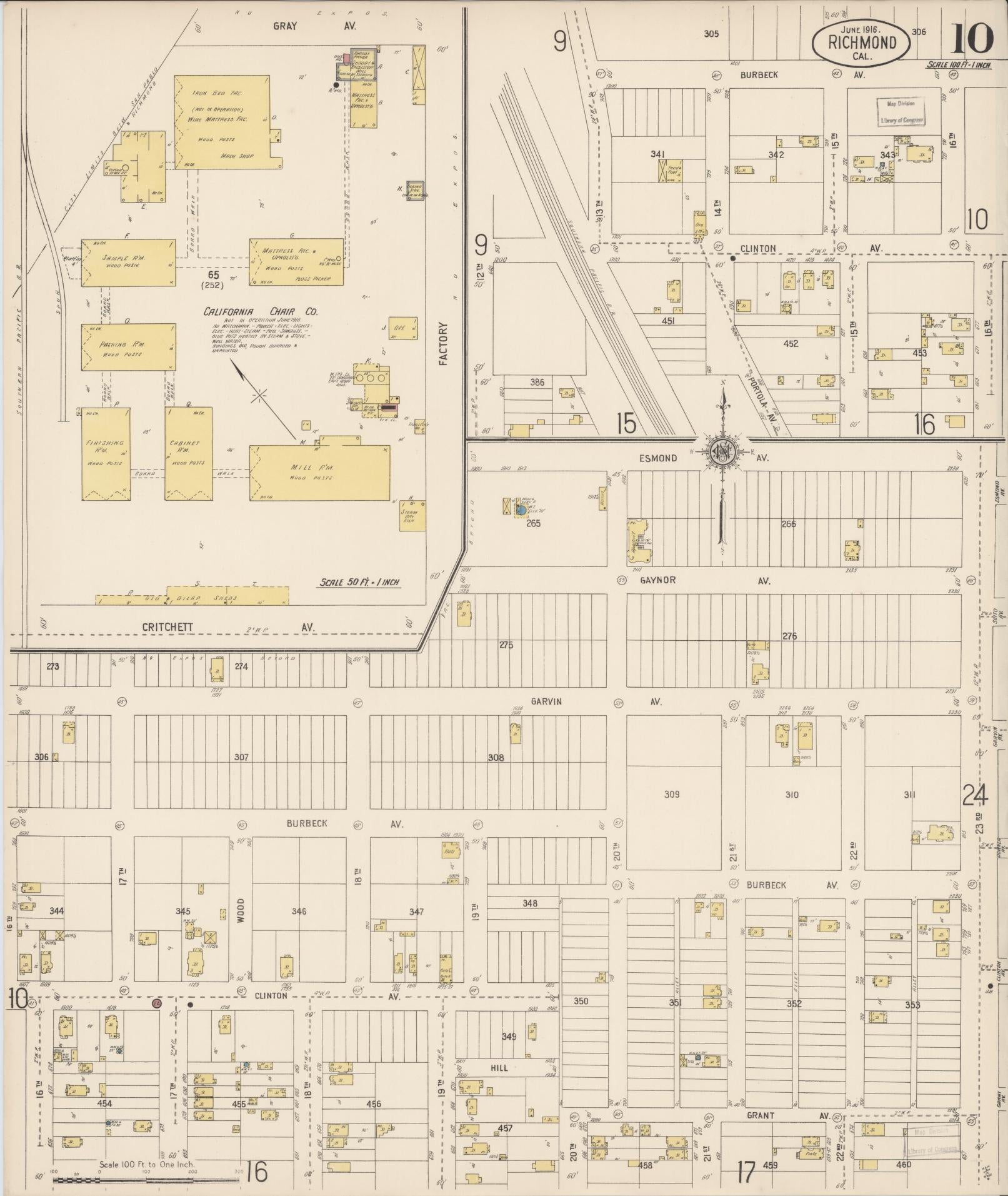 Sanborn Fire Insurance Map from Richmond, Contra Costa County, California (1916), Sheet #0010 - Complete Map Set gallery image, historic Sanborn map, vintage wall art, California California