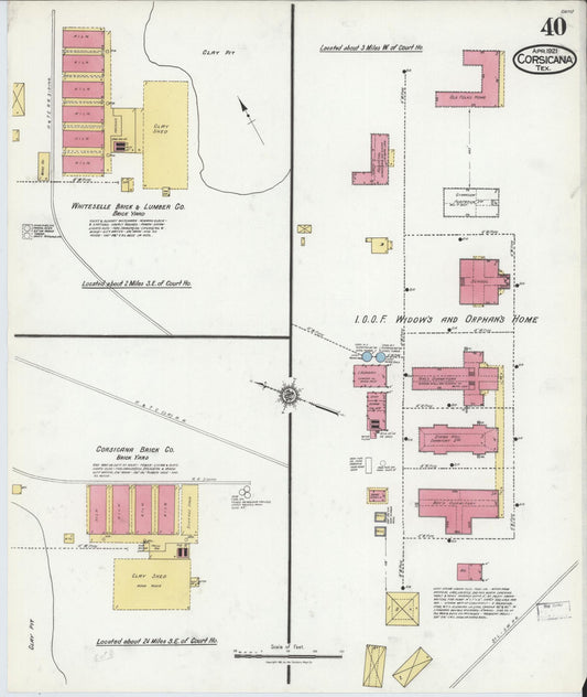 Sanborn Fire Insurance Map from Corsicana, Navarro County, Texas (1921), Sheet #0040 - Historic Sanborn Fire Insurance Map Print, vintage old map wall art, antique decor, genealogy gift, Texas Texas map