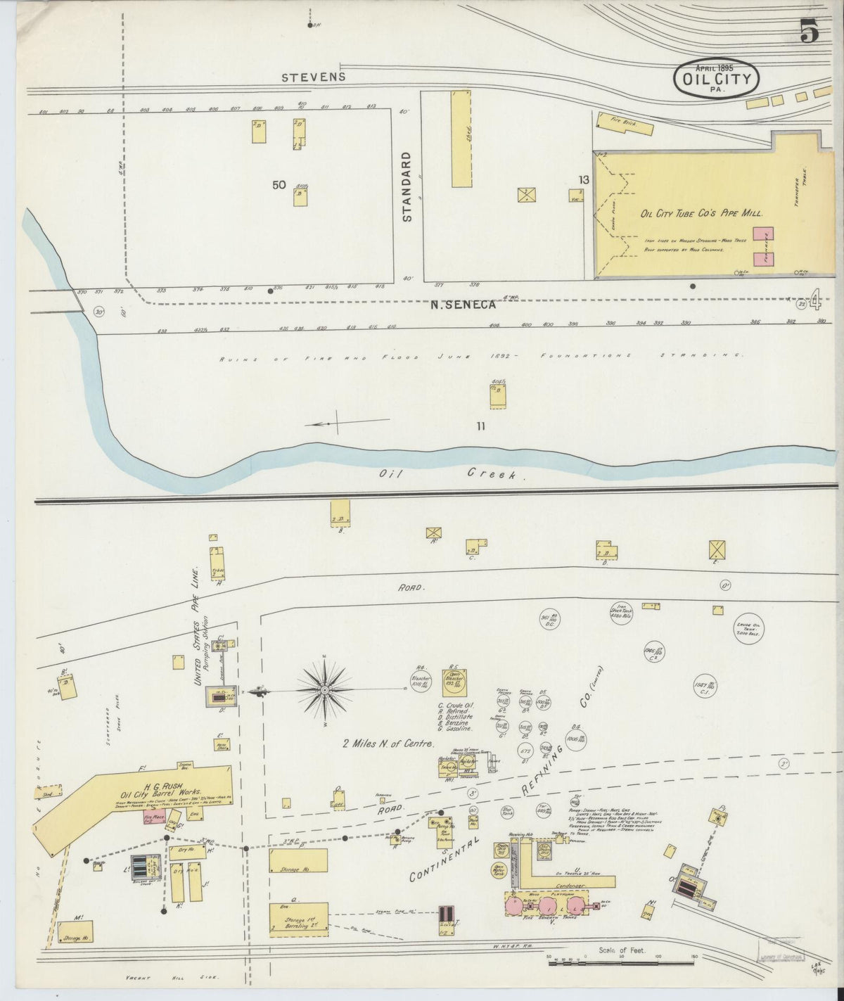 Sanborn Fire Insurance Map from Oil City, Venango County, Pennsylvania (1895), Sheet #0005 - Historic Sanborn Fire Insurance Map Print, vintage old map wall art, antique decor, genealogy gift, Pennsylvania Pennsylvania map