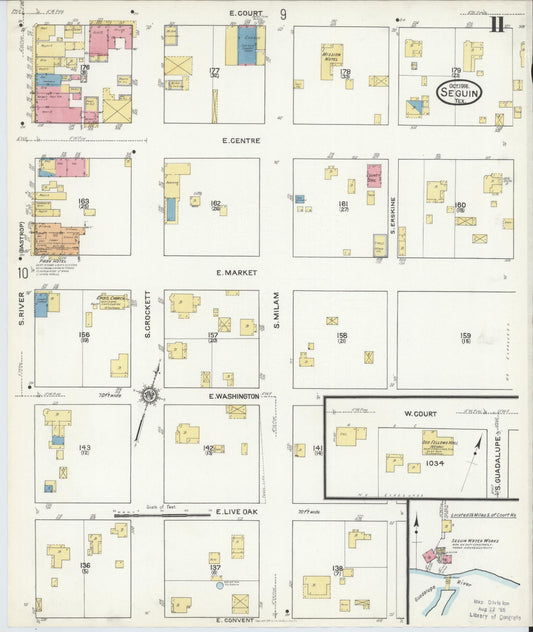 Sanborn Fire Insurance Map from Seguin, Guadalupe County, Texas (1916), Sheet #0011 - Historic Sanborn Fire Insurance Map Print, vintage old map wall art, antique decor, genealogy gift, Texas Texas map