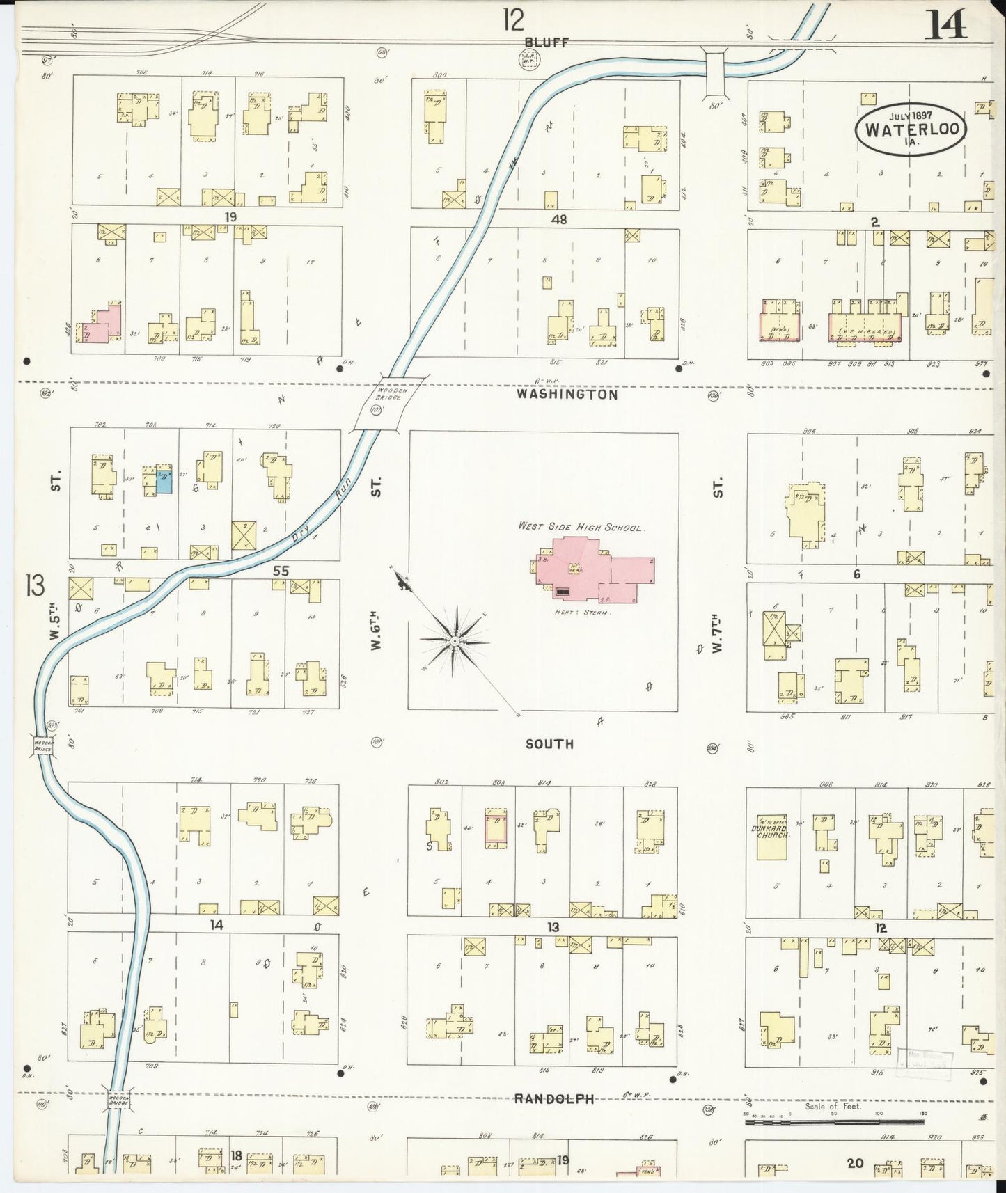 Sanborn Fire Insurance Map from Waterloo, Black Hawk County, Iowa (1897), Sheet #0014 - Historic Sanborn Fire Insurance Map Print
