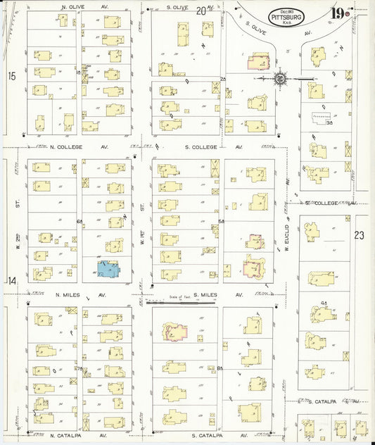 Sanborn Fire Insurance Map from Pittsburg, Crawford County, Kansas (1913), Sheet #0019 - Historic Sanborn Fire Insurance Map Print, vintage old map wall art, antique decor, genealogy gift, Kansas Kansas map