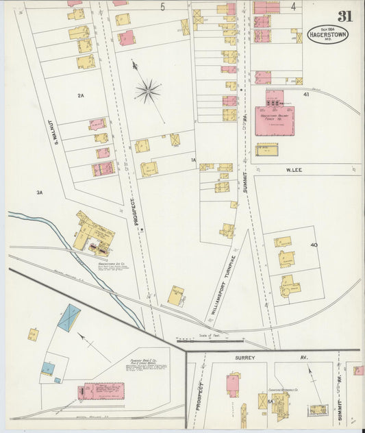 Sanborn Fire Insurance Map from Hagerstown, Washington County, Maryland (1904), Sheet #0031 - Historic Sanborn Fire Insurance Map Print, vintage old map wall art, antique decor, genealogy gift, Maryland Maryland map