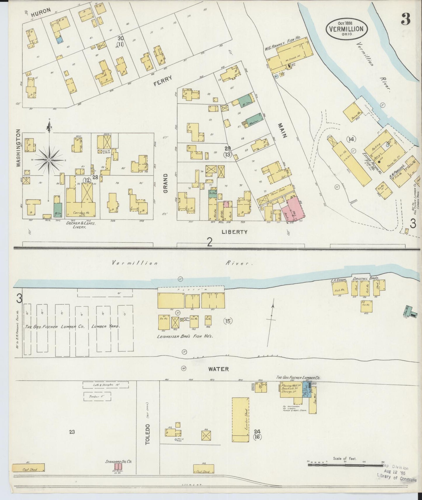 Sanborn Fire Insurance Map from Vermillion, Erie County, Ohio (1898), Sheet #0003 - Historic Sanborn Fire Insurance Map Print, vintage old map wall art, antique decor, genealogy gift, Ohio Ohio map