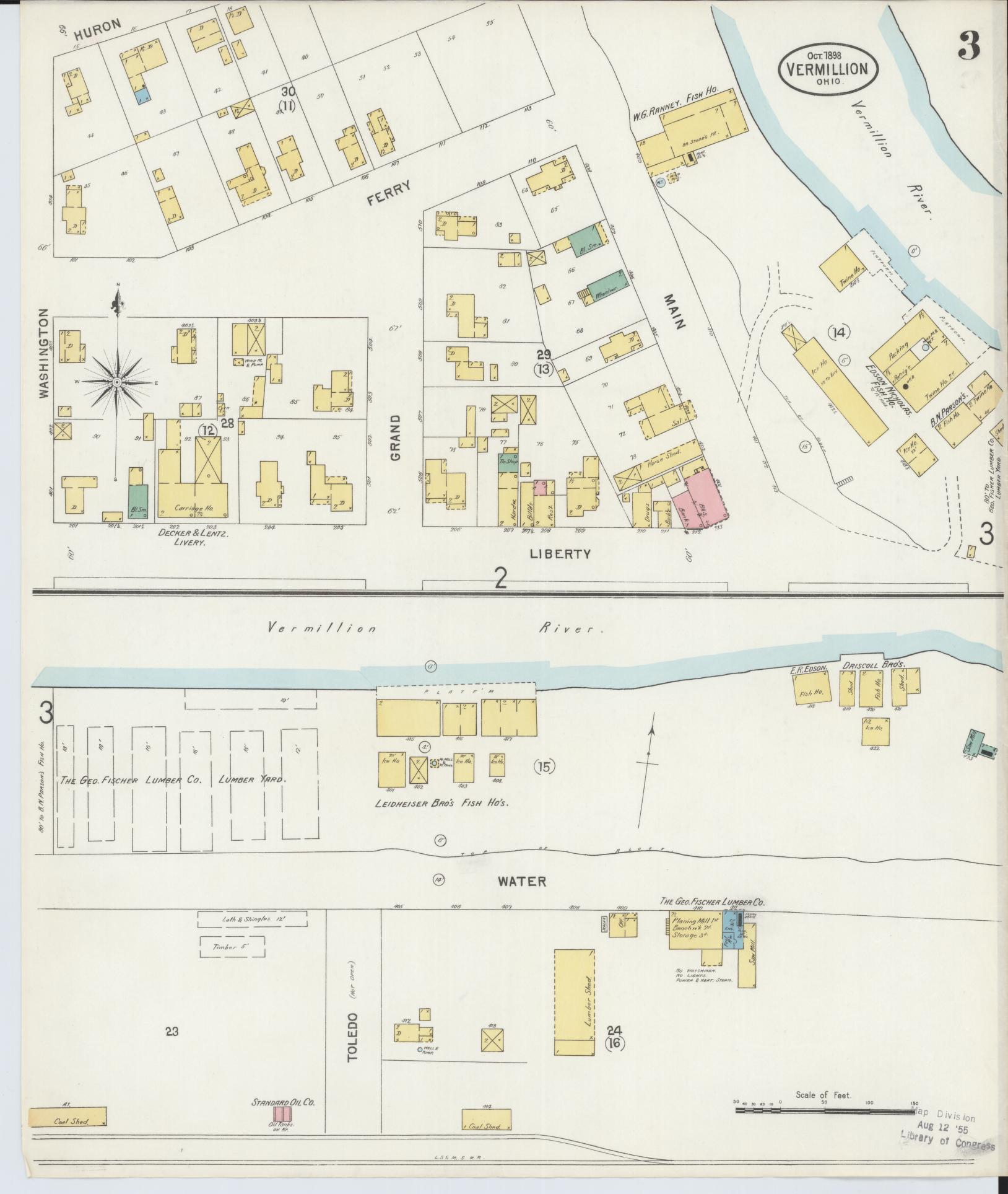 Sanborn Fire Insurance Map from Vermillion, Erie County, Ohio (1898), Sheet #0003 - Historic Sanborn Fire Insurance Map Print, vintage old map wall art, antique decor, genealogy gift, Ohio Ohio map