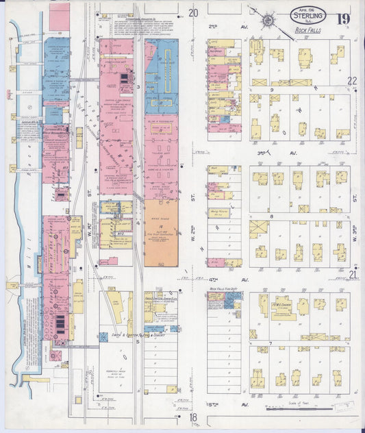Sanborn Fire Insurance Map from Sterling, Whiteside County, Illinois (1916), Sheet #0019 - Historic Sanborn Fire Insurance Map Print, vintage old map wall art, antique decor, genealogy gift, Illinois Illinois map