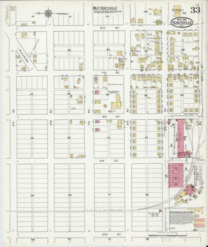 Sanborn Fire Insurance Map from Huntsville, Madison County, Alabama (1921), Sheet #0033 - Complete Map Set gallery image, historic Sanborn map, vintage wall art, Alabama Alabama