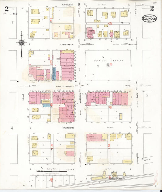 Sanborn Fire Insurance Map from Elmwood, Peoria County, Illinois (1944), Sheet #0002 - Historic Sanborn Fire Insurance Map Print, vintage old map wall art, antique decor, genealogy gift, Illinois Illinois map