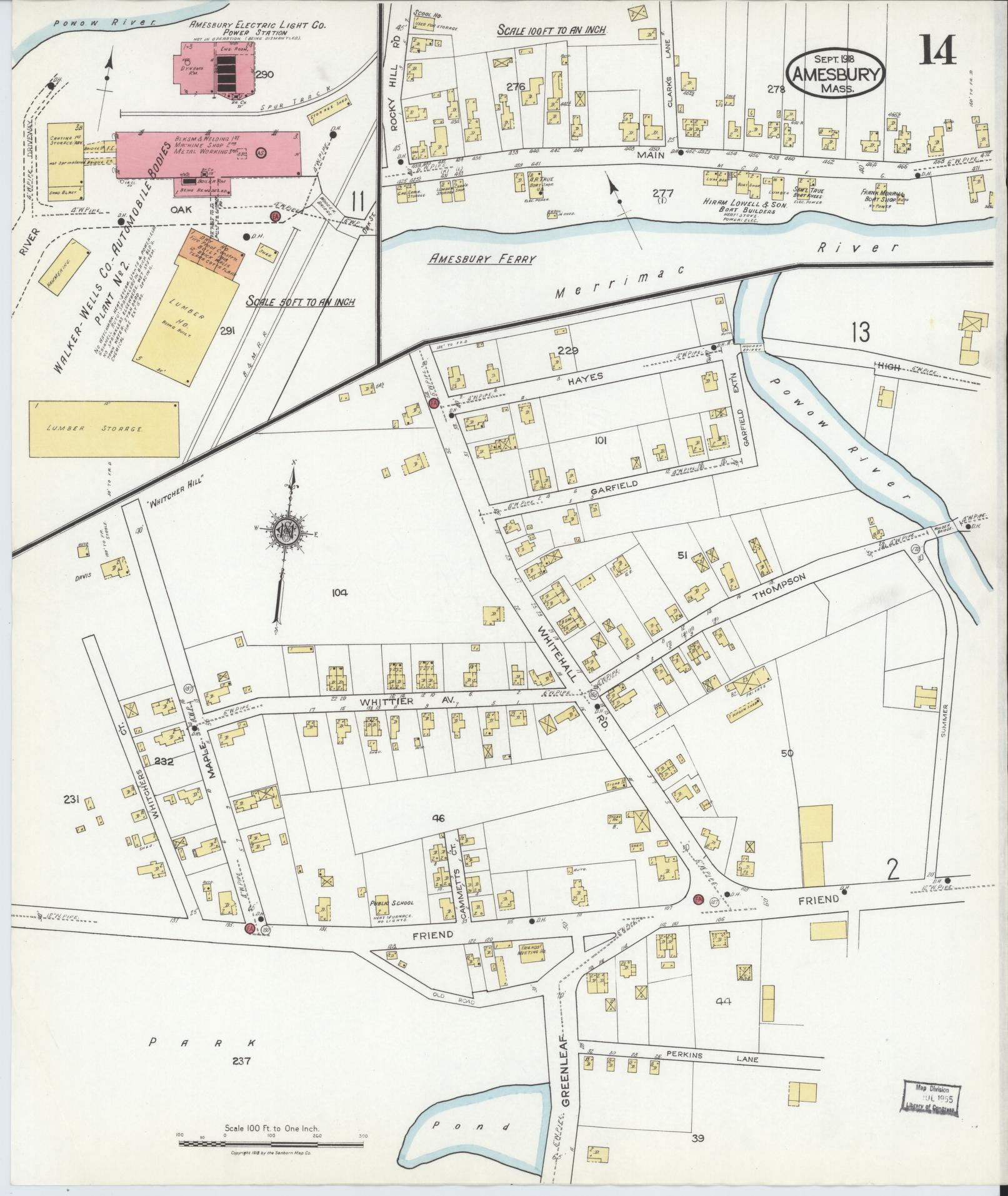 Sanborn Fire Insurance Map from Amesbury, Essex County, Massachusetts (1918), Sheet #0014 - Complete Map Set gallery image, historic Sanborn map, vintage wall art, Massachusetts Massachusetts