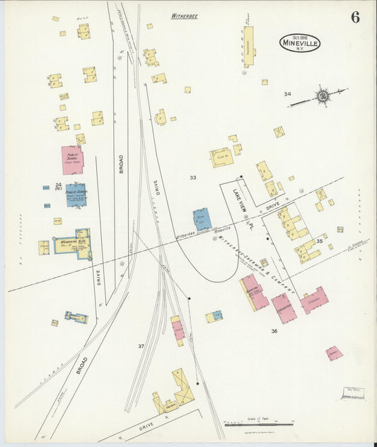 Sanborn Fire Insurance Map from Mineville, Essex County, New York (1916), Sheet #0006 - Historic Sanborn Fire Insurance Map Print, vintage old map wall art, antique decor, genealogy gift, New York New York map