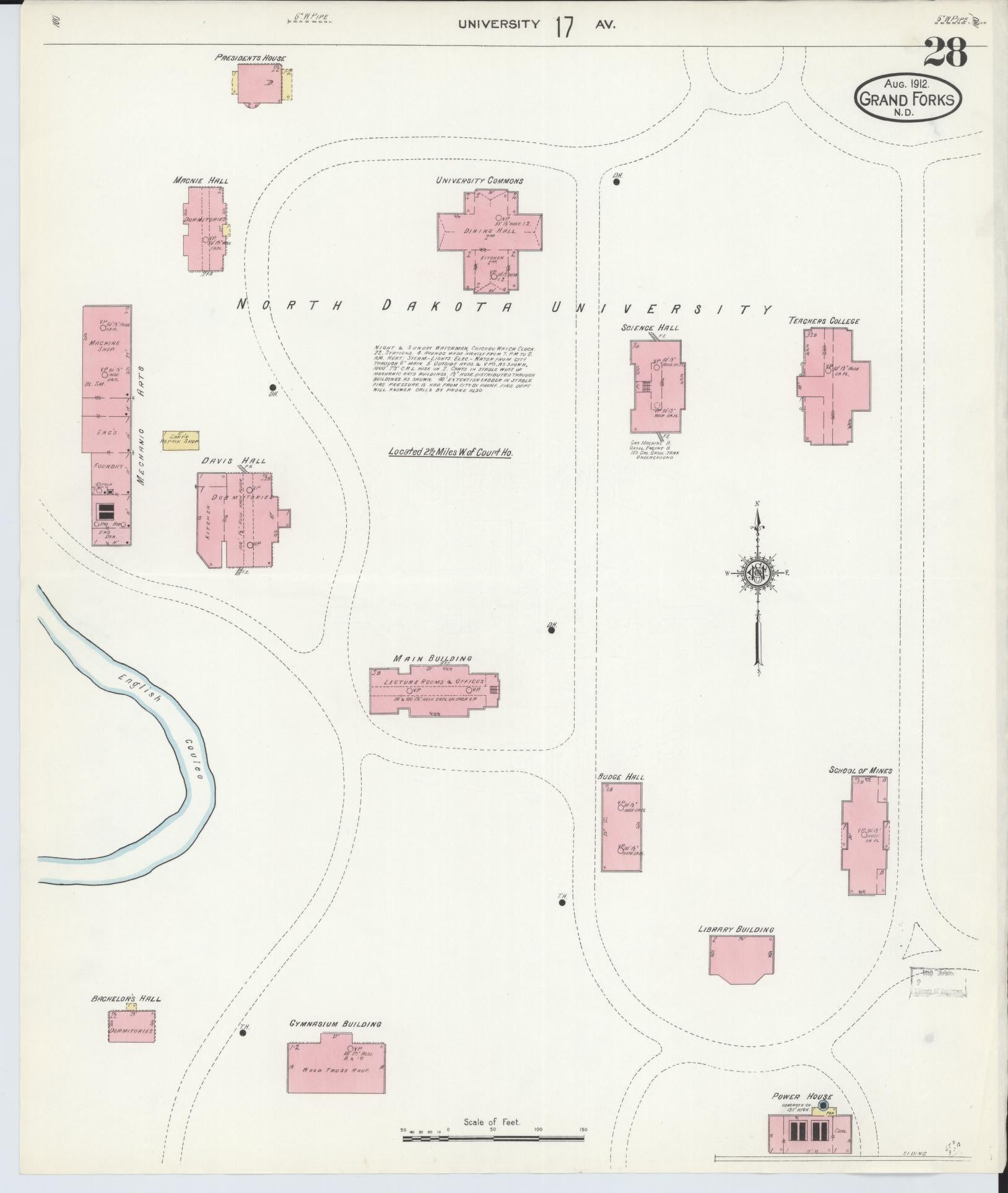 Sanborn Fire Insurance Map from Grand Forks, Grand Forks County, North Dakota (1912), Sheet #0028 - Historic Sanborn Fire Insurance Map Print, vintage old map wall art, antique decor, genealogy gift, North Dakota North Dakota map