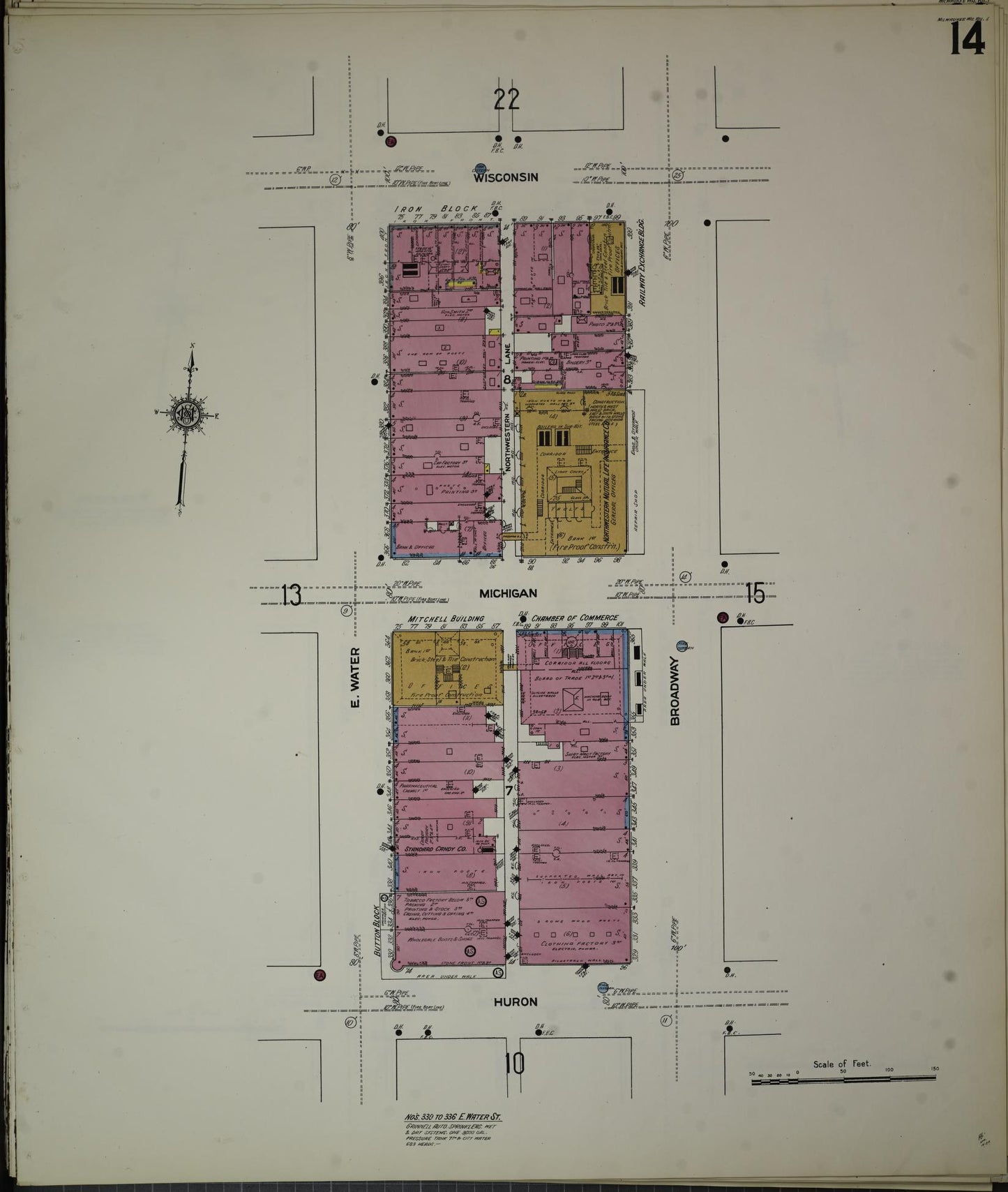 Sanborn Fire Insurance Map from Milwaukee, Milwaukee County, Wisconsin (1910), Sheet #0014 - Historic Sanborn Fire Insurance Map Print, vintage old map wall art, antique decor, genealogy gift, Wisconsin Wisconsin map
