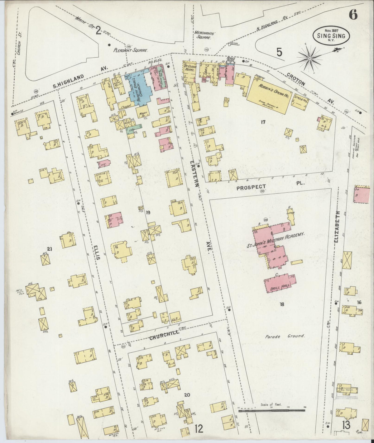 Sanborn Fire Insurance Map from Sing Sing, Westchester County, New York (1897), Sheet #0006 - Historic Sanborn Fire Insurance Map Print, vintage old map wall art, antique decor, genealogy gift, New York New York map