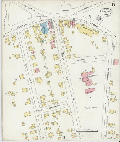 Sanborn Fire Insurance Map from Sing Sing, Westchester County, New York (1897), Sheet #0006 - Historic Sanborn Fire Insurance Map Print, vintage old map wall art, antique decor, genealogy gift, New York New York map