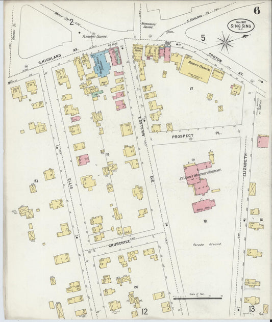Sanborn Fire Insurance Map from Sing Sing, Westchester County, New York (1897), Sheet #0006 - Historic Sanborn Fire Insurance Map Print, vintage old map wall art, antique decor, genealogy gift, New York New York map