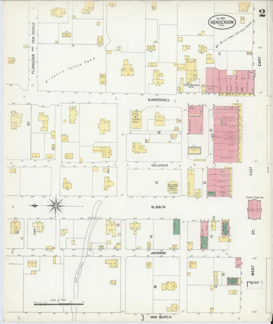 Sanborn Fire Insurance Map from Henderson, Rusk County, Texas (1901), Sheet #0002 - Historic Sanborn Fire Insurance Map Print, vintage old map wall art, antique decor, genealogy gift, Texas Texas map