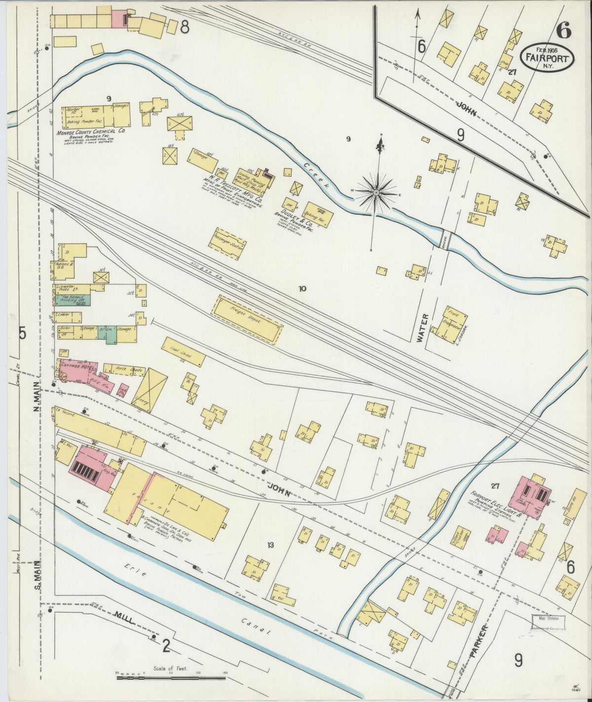 Sanborn Fire Insurance Map from Fairport, Monroe County, New York (1905), Sheet #0006 - Complete Map Set gallery image, historic Sanborn map, vintage wall art, New York New York