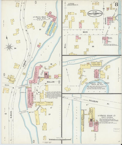 Sanborn Fire Insurance Map from Winsted, Litchfield County, Connecticut (1897), Sheet #0008 - Complete Map Set gallery image, historic Sanborn map, vintage wall art, Connecticut Connecticut