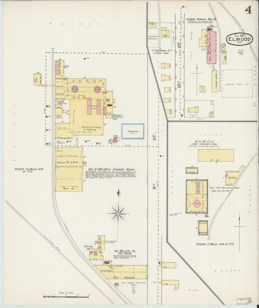 Sanborn Fire Insurance Map from Elwood, Madison County, Indiana (1892), Sheet #0004 - Historic Sanborn Fire Insurance Map Print, vintage old map wall art, antique decor, genealogy gift, Indiana Indiana map