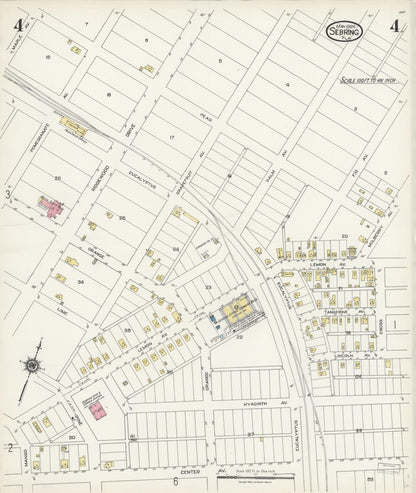 Sanborn Fire Insurance Map from Sebring, Highlands County, Florida (1924), Sheet #0004 - Complete Map Set gallery image, historic Sanborn map, vintage wall art, Florida Florida