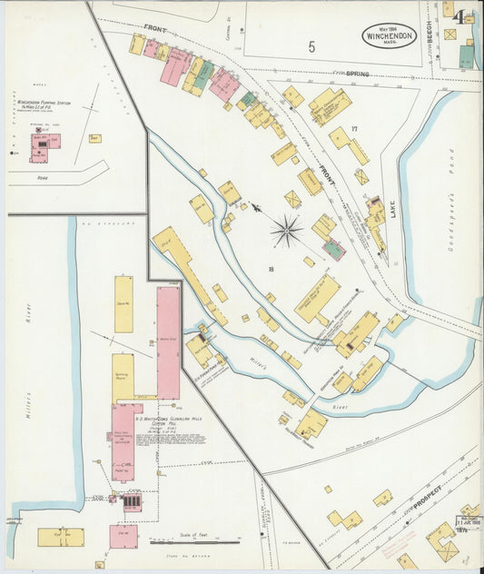 Sanborn Fire Insurance Map from Winchendon, Worcester County, Massachusetts (1904), Sheet #0004 - Historic Sanborn Fire Insurance Map Print, vintage old map wall art, antique decor, genealogy gift, Massachusetts Massachusetts map