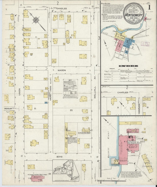 Sanborn Fire Insurance Map from Montgomery, Orange County, New York (1913), Sheet #0001 - Complete Map Set gallery image, historic Sanborn map, vintage wall art, New York New York