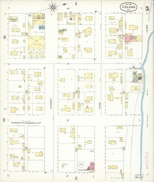 Sanborn Fire Insurance Map from Colusa, Colusa County, California (1897), Sheet #0005 - Historic Sanborn Fire Insurance Map Print, vintage old map wall art, antique decor, genealogy gift, California California map