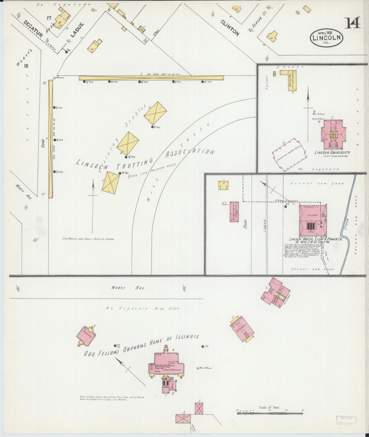 Sanborn Fire Insurance Map from Lincoln, Logan County, Illinois (1902), Sheet #0014 - Historic Sanborn Fire Insurance Map Print, vintage old map wall art, antique decor, genealogy gift, Illinois Illinois map