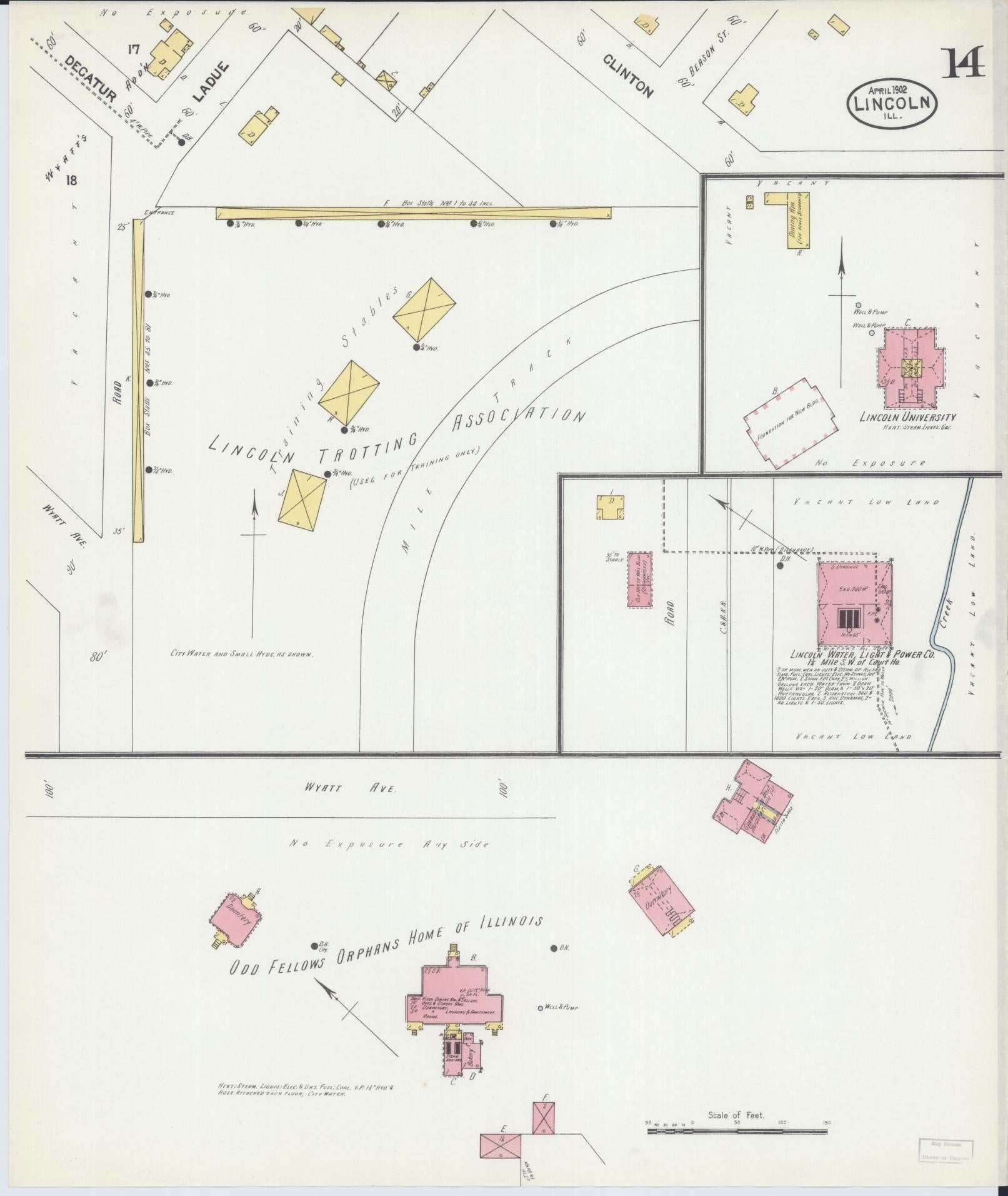 Sanborn Fire Insurance Map from Lincoln, Logan County, Illinois (1902), Sheet #0014 - Historic Sanborn Fire Insurance Map Print, vintage old map wall art, antique decor, genealogy gift, Illinois Illinois map