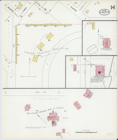 Sanborn Fire Insurance Map from Lincoln, Logan County, Illinois (1902), Sheet #0014 - Historic Sanborn Fire Insurance Map Print, vintage old map wall art, antique decor, genealogy gift, Illinois Illinois map