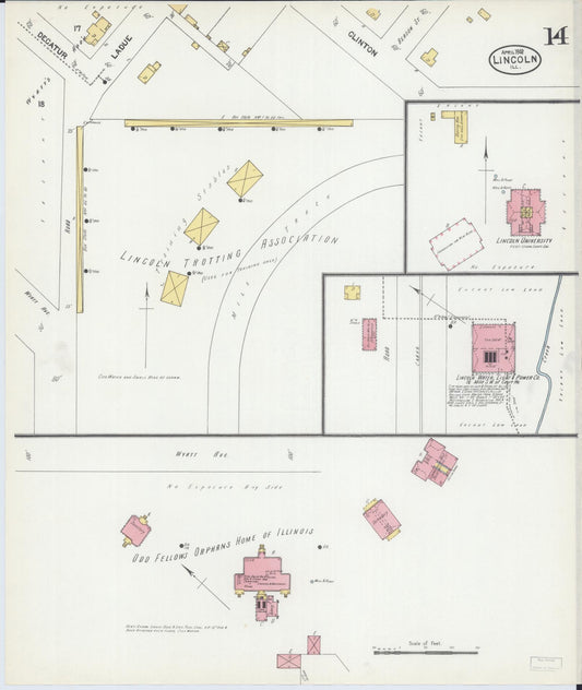 Sanborn Fire Insurance Map from Lincoln, Logan County, Illinois (1902), Sheet #0014 - Historic Sanborn Fire Insurance Map Print, vintage old map wall art, antique decor, genealogy gift, Illinois Illinois map