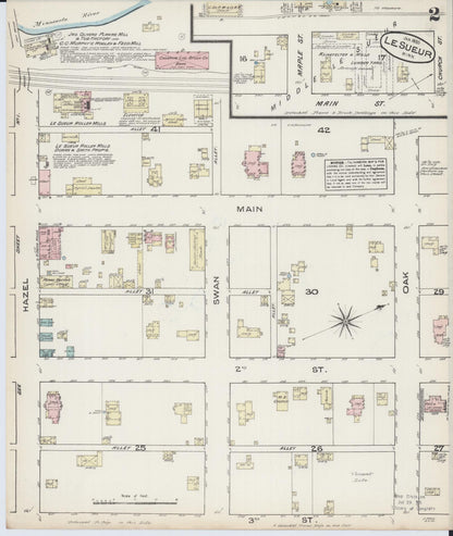 Sanborn Fire Insurance Map from Le Sueur, Le Sueur County, Minnesota (1885), Sheet #0002 - Historic Sanborn Fire Insurance Map Print, vintage old map wall art, antique decor, genealogy gift, Minnesota Minnesota map