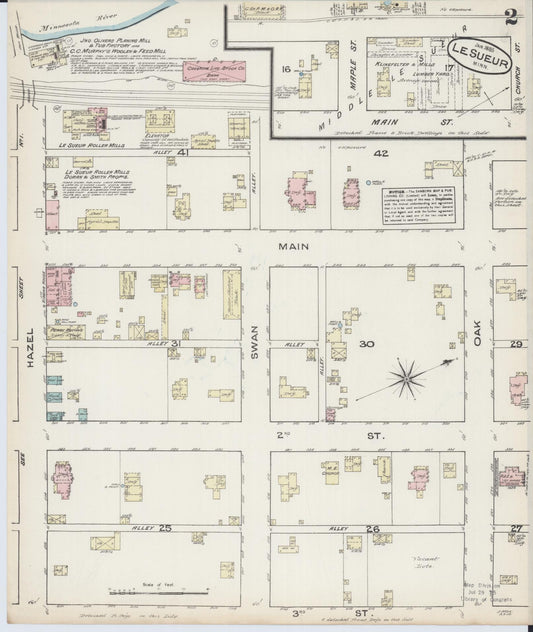 Sanborn Fire Insurance Map from Le Sueur, Le Sueur County, Minnesota (1885), Sheet #0002 - Historic Sanborn Fire Insurance Map Print, vintage old map wall art, antique decor, genealogy gift, Minnesota Minnesota map