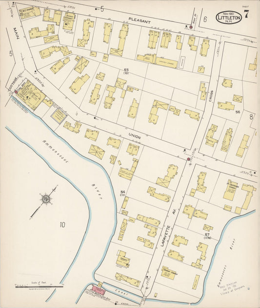 Sanborn Fire Insurance Map from Littleton, Grafton County, New Hampshire (1921), Sheet #0007 - Historic Sanborn Fire Insurance Map Print, vintage old map wall art, antique decor, genealogy gift, New Hampshire New Hampshire map