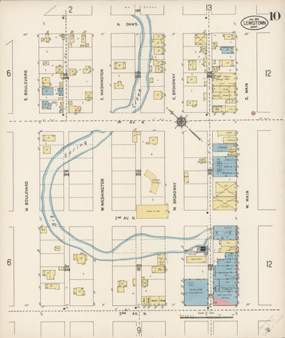 Sanborn Fire Insurance Map from Lewistown, Fergus County, Montana (1913), Sheet #0010 - Complete Map Set gallery image, historic Sanborn map, vintage wall art, Montana Montana