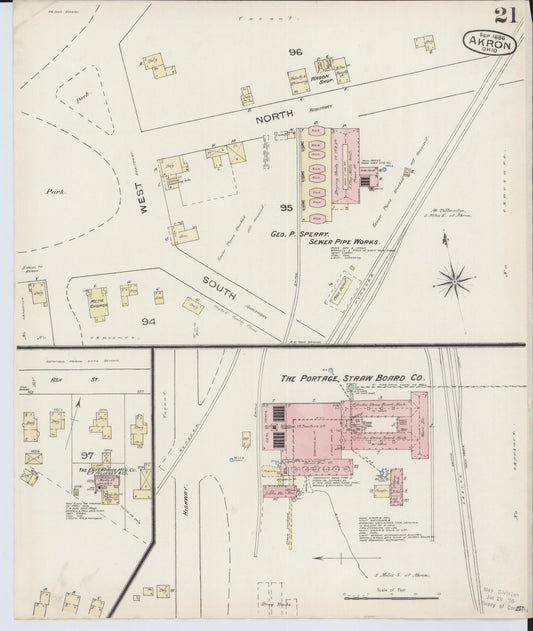 Sanborn Fire Insurance Map from Akron, Summit County, Ohio (1886), Sheet #0021 - Historic Sanborn Fire Insurance Map Print, vintage old map wall art, antique decor, genealogy gift, Ohio Ohio map