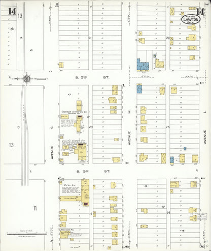 Sanborn Fire Insurance Map from Lawton, Comanche County, Oklahoma (1923), Sheet #0014 - Complete Map Set gallery image, historic Sanborn map, vintage wall art, Oklahoma Oklahoma