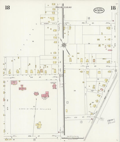 Sanborn Fire Insurance Map from Hickory, Catawba County, North Carolina (1925), Sheet #0018 - Historic Sanborn Fire Insurance Map Print, vintage old map wall art, antique decor, genealogy gift, North Carolina North Carolina map
