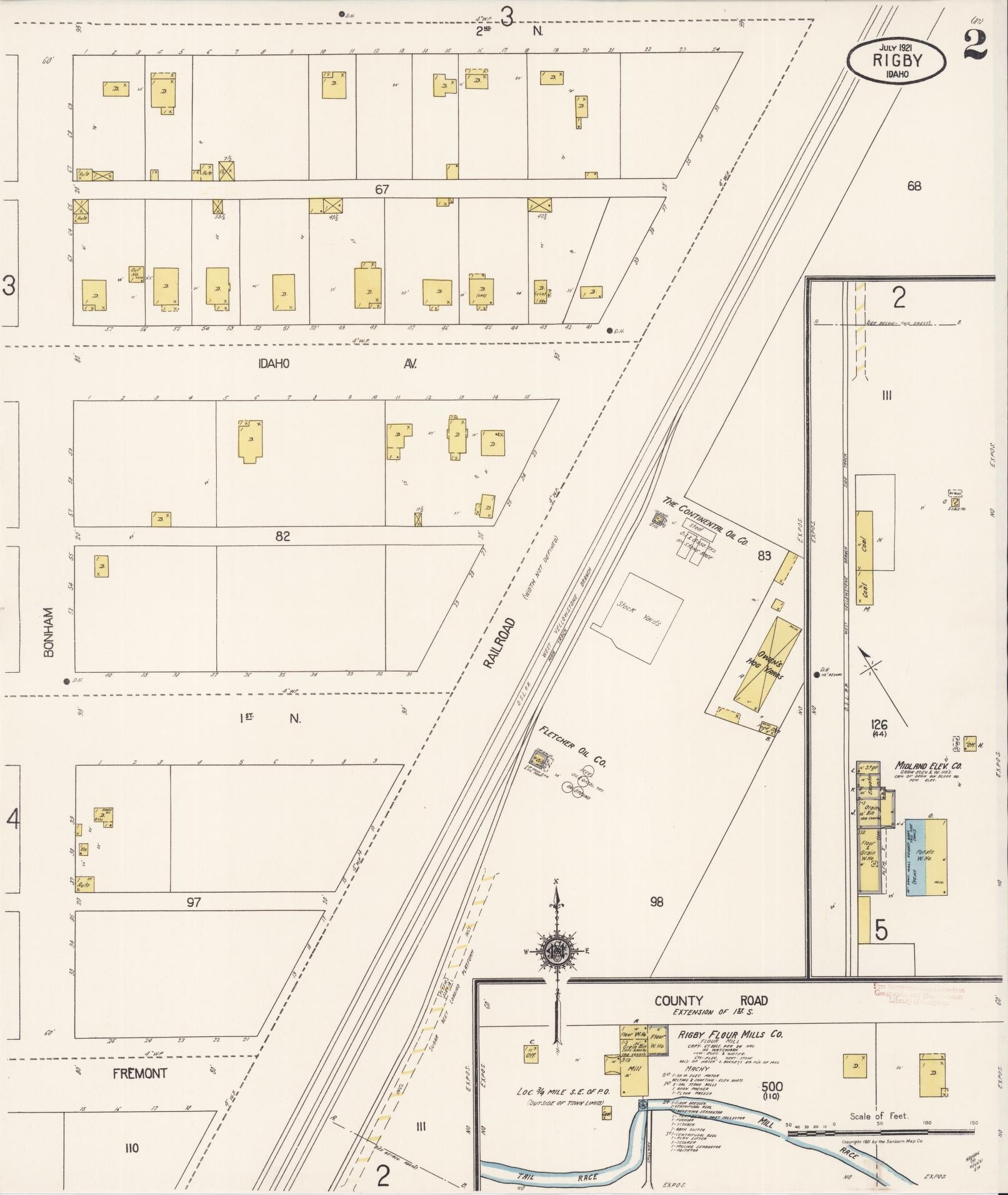 Sanborn Fire Insurance Map from Rigby, Jefferson County, Idaho (1921), Sheet #0002 - Historic Sanborn Fire Insurance Map Print, vintage old map wall art, antique decor, genealogy gift, Idaho Idaho map