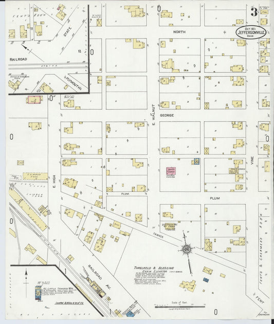 Sanborn Fire Insurance Map from Jeffersonville, Fayette County, Ohio (1921), Sheet #0003 - Historic Sanborn Fire Insurance Map Print, vintage old map wall art, antique decor, genealogy gift, Ohio Ohio map