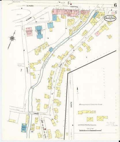 Sanborn Fire Insurance Map from Woodstock, Windsor County, Vermont (1910), Sheet #0006 - Complete Map Set gallery image, historic Sanborn map, vintage wall art, Vermont Vermont