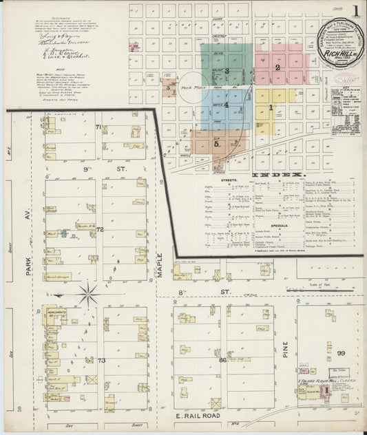 Sanborn Fire Insurance Map from Rich Hill, Bates County, Missouri (1888), Sheet #0001 - Complete Map Set gallery image, historic Sanborn map, vintage wall art, Missouri Missouri