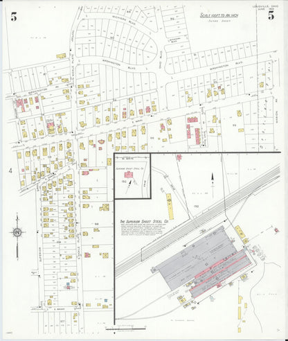 Sanborn Fire Insurance Map from Louisville, Stark County, Ohio (1933), Sheet #0005 - Historic Sanborn Fire Insurance Map Print, vintage old map wall art, antique decor, genealogy gift, Ohio Ohio map