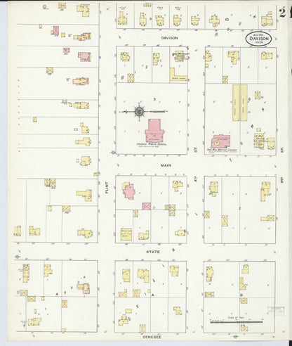 Sanborn Fire Insurance Map from Davison, Genesee County, Michigan (1910), Sheet #0002 - Historic Sanborn Fire Insurance Map Print, vintage old map wall art, antique decor, genealogy gift, Michigan Michigan map