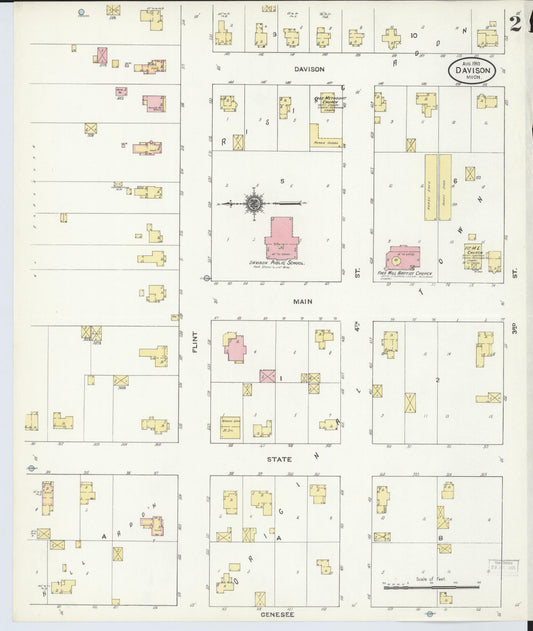 Sanborn Fire Insurance Map from Davison, Genesee County, Michigan (1910), Sheet #0002 - Historic Sanborn Fire Insurance Map Print, vintage old map wall art, antique decor, genealogy gift, Michigan Michigan map