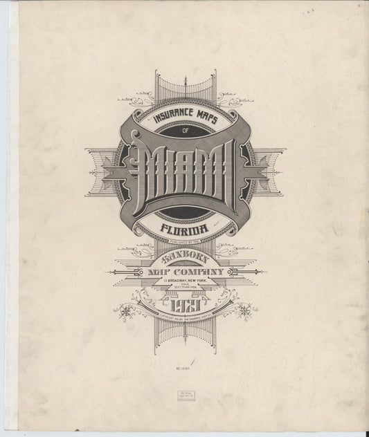 Sanborn Fire Insurance Map from Miami, Dade County, Florida (1924), Sheet #0001 - Historic Sanborn Fire Insurance Map Print, vintage old map wall art, antique decor, genealogy gift, Florida Florida map